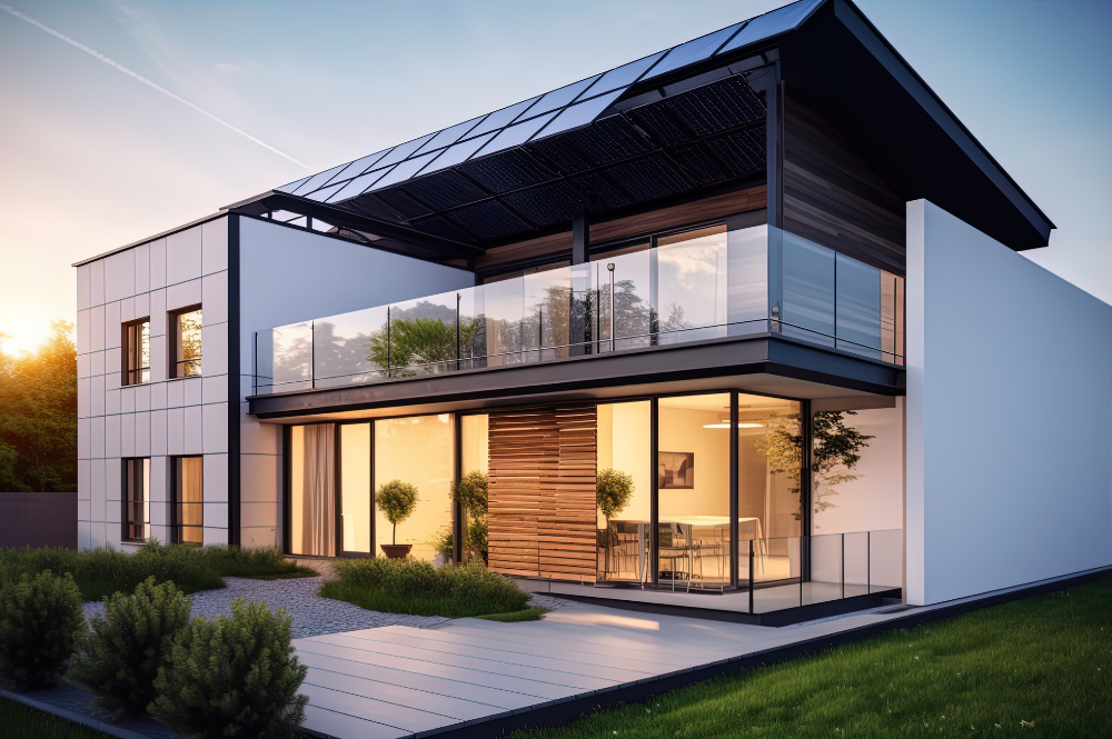 Image of an eco-friendly home with solar panels